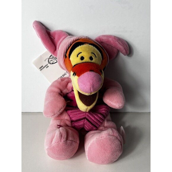 Disney 8" Tigger dressed as Piglet Mini Bean Bag Winnie the Pooh Pink Tiger - Picture 1 of 7